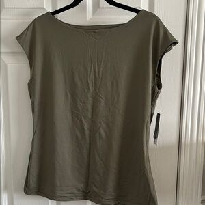 Suzy Shier Khaki Satin Dress Tee